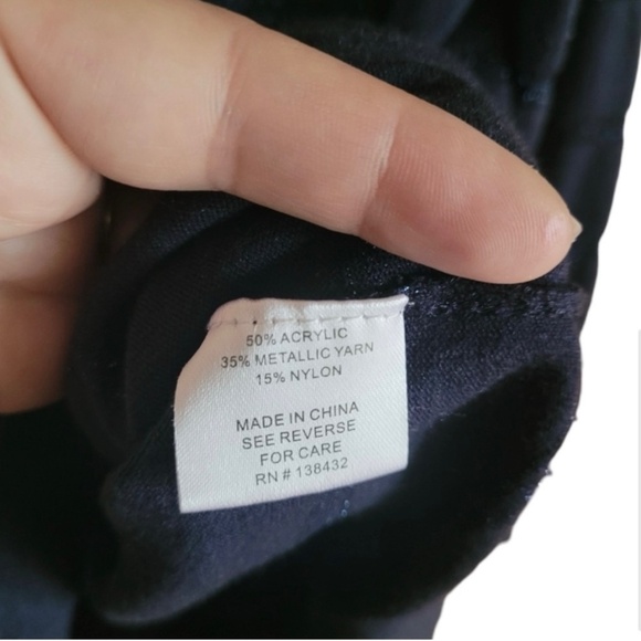 ModCloth Women’s Sweater Medium Navy Blue Metallic Stripe Soft Knit - Picture 5 of 6